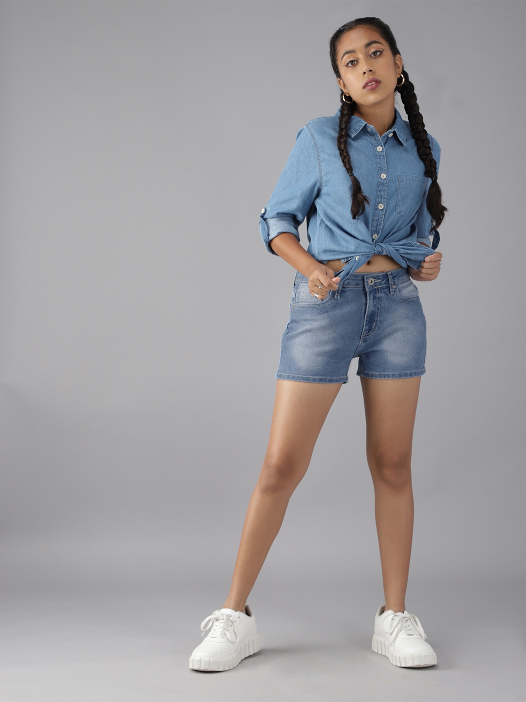 Ladies blue jean shorts deals
