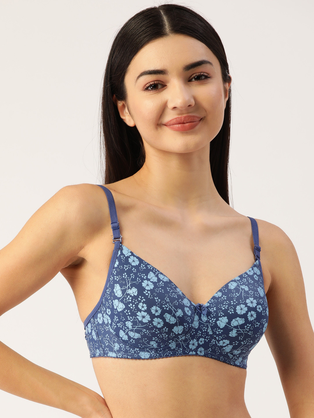 Lady Lyka Blue Floral Bra Lightly Padded