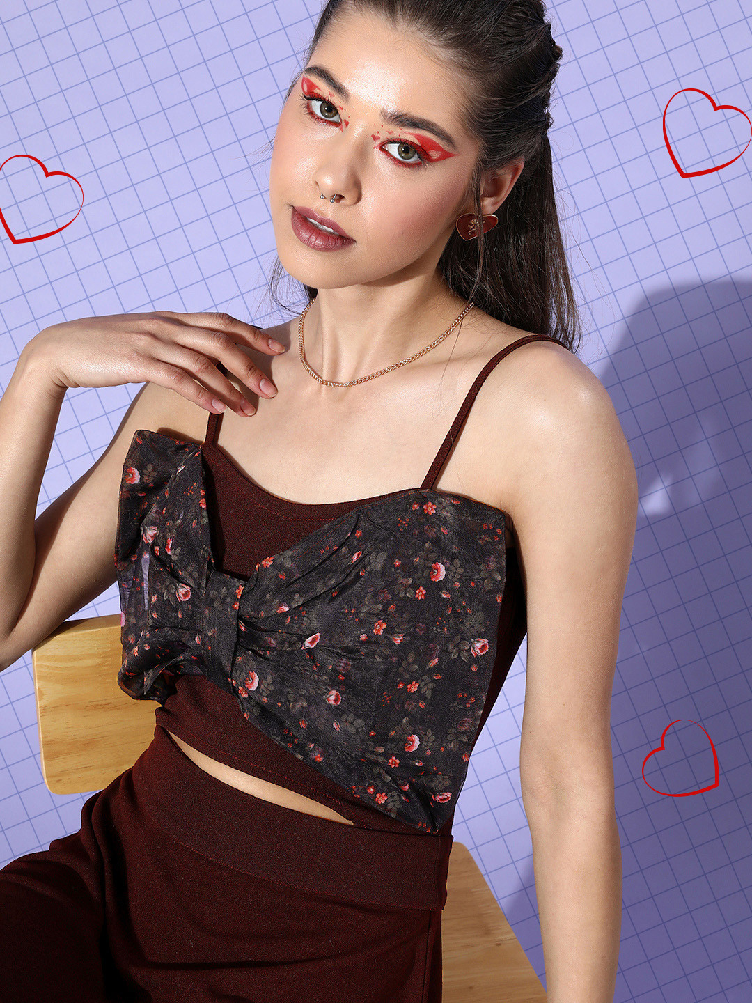 Sera Burgundy Scuba Cutout Mini Dress With Bow Detailing