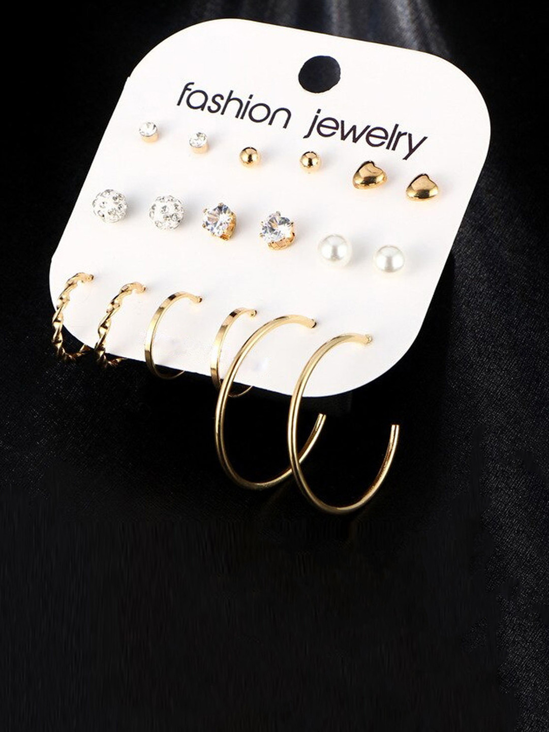 Jewels Galaxy Gold-Toned Classic Set of 9 Earrings