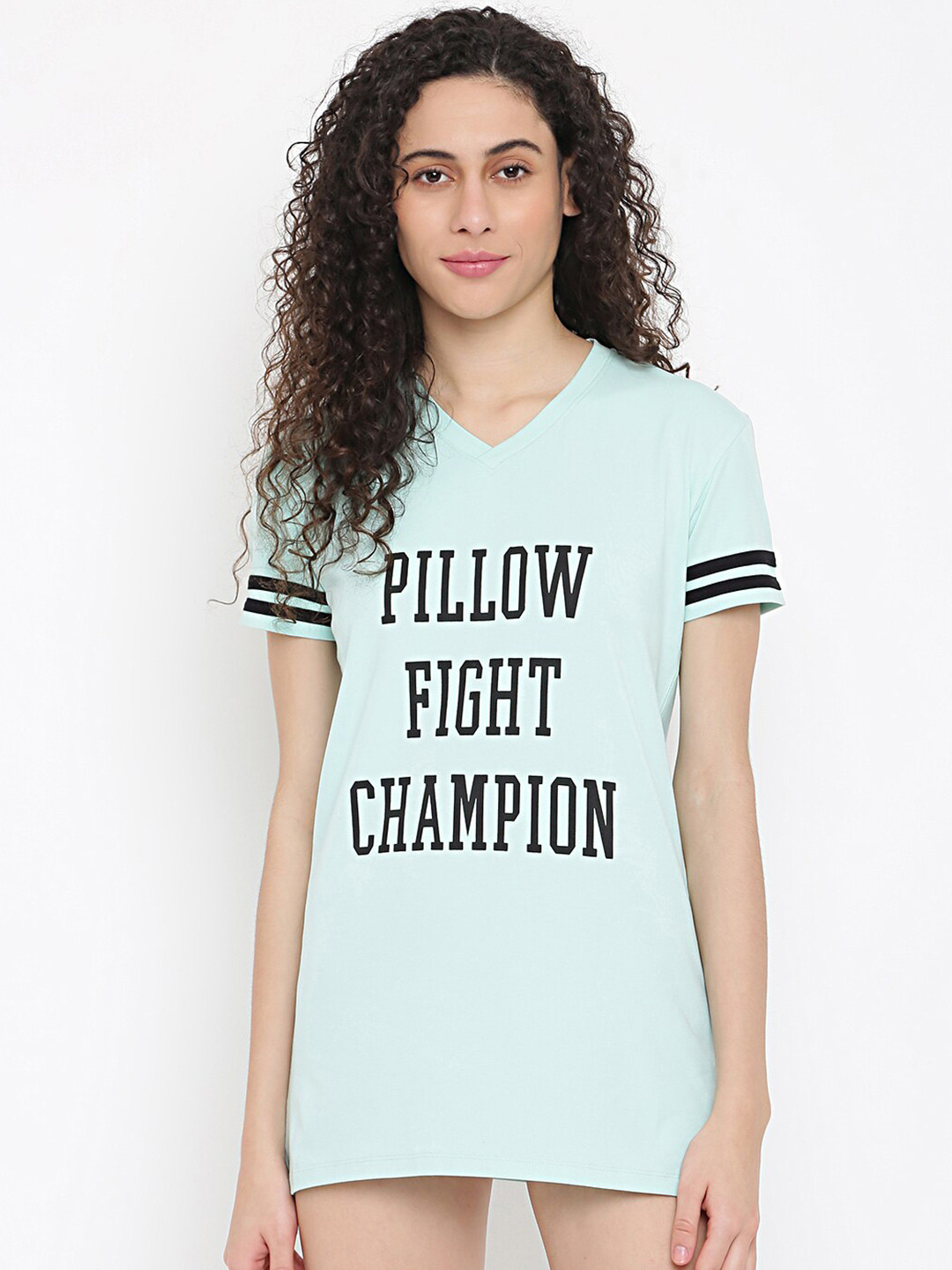 La Intimo Sea Green Printed Longline Nightdress