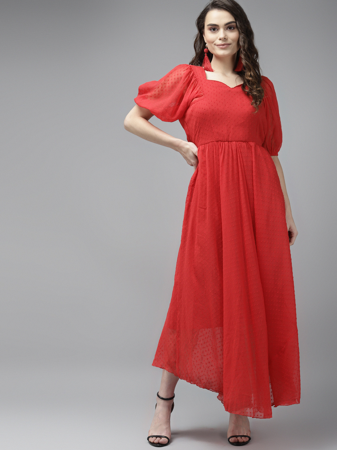 PANIT Red Georgette Maxi Dress