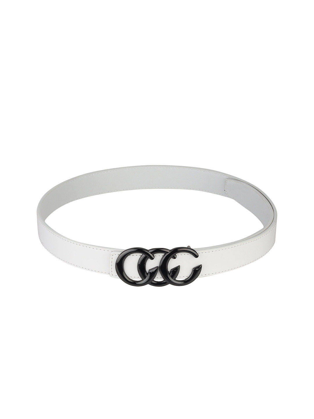 Kastner Women White & Black Solid Synthetic Leather Belts