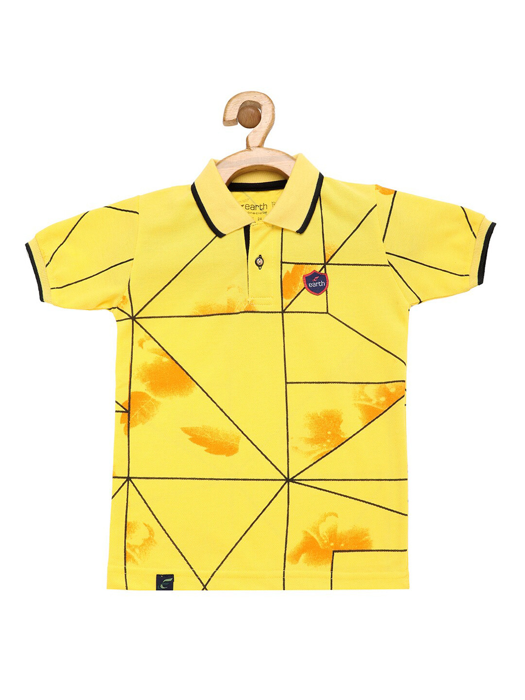 earth conscious Boys Yellow Polo Collar T-shirt