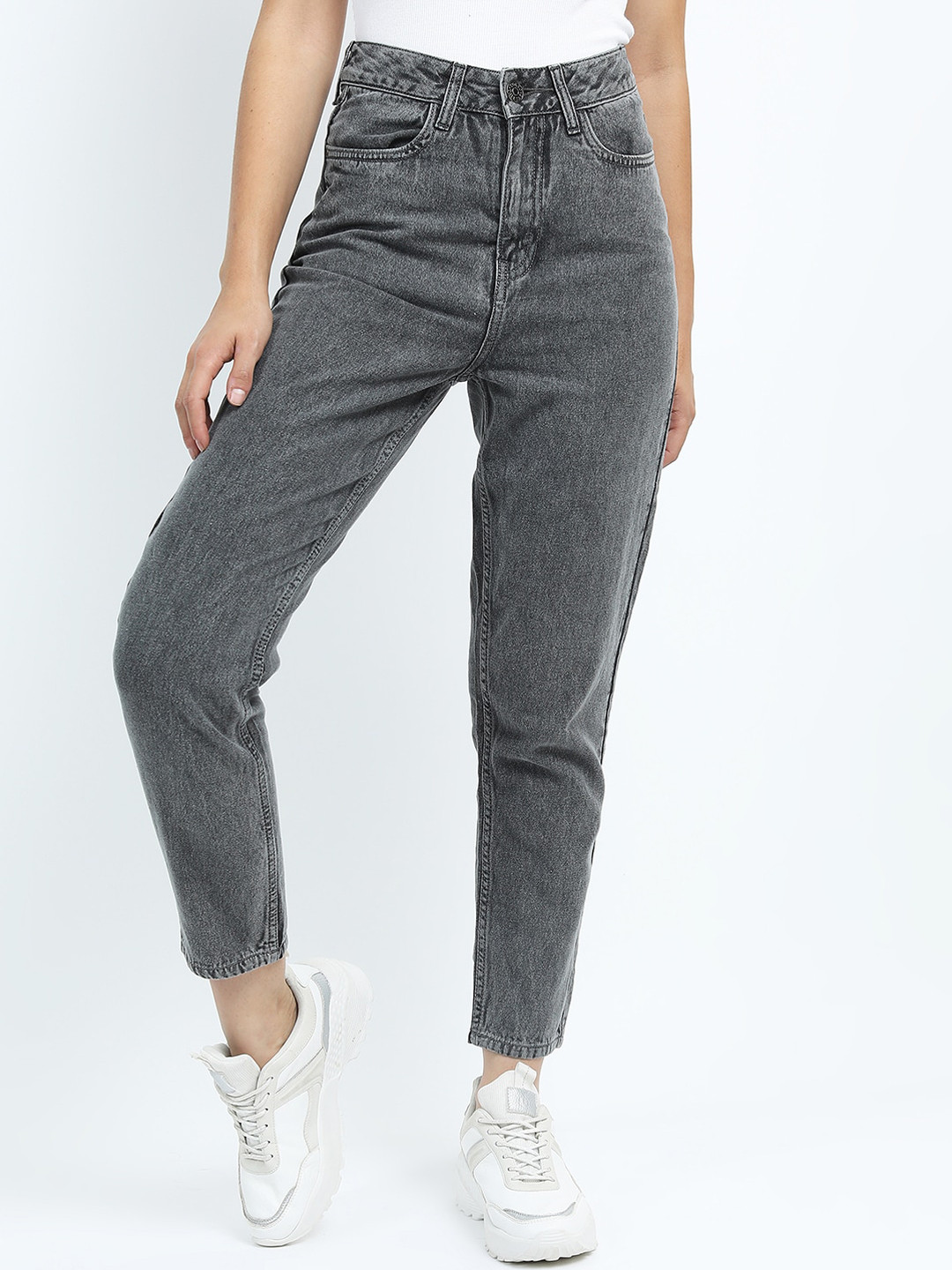 Tokyo Talkies Women Grey Mom Fit Jeans