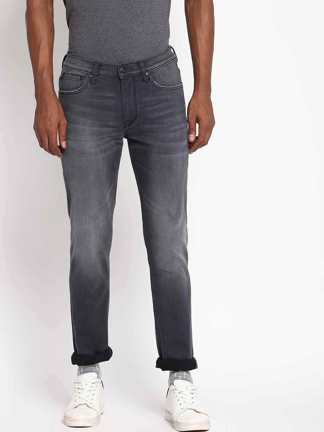 Lee Men Grey Skinny Fit Heavy Fade Stretchable Jeans