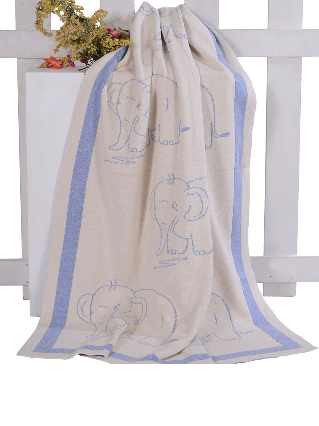 JoE Hazel Blue & Grey AC Room 550 GSM Single Bed Blanket