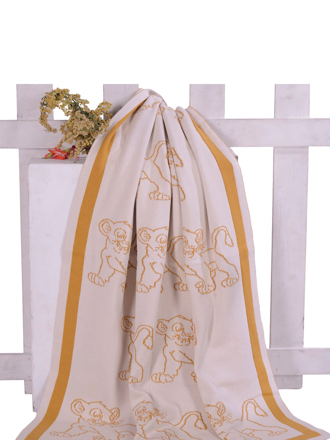 JoE Hazel Mustard Cartoon Printed AC Room 550 GSM Single Bed Blanket