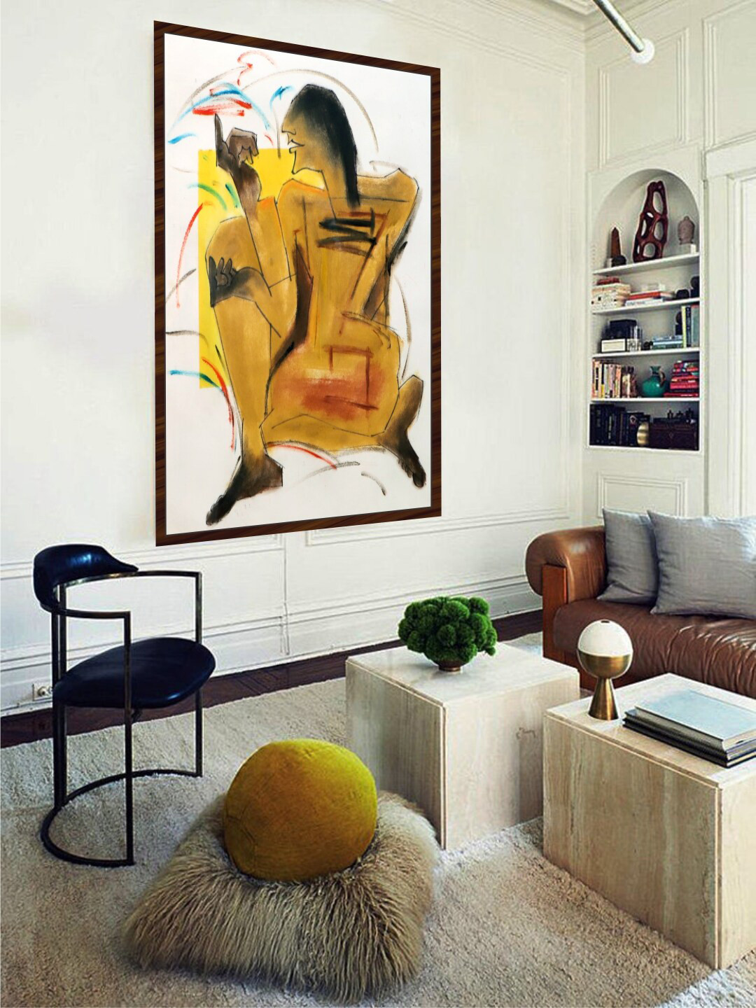 The Art House White & Yellow Abstract Painting Wall Art