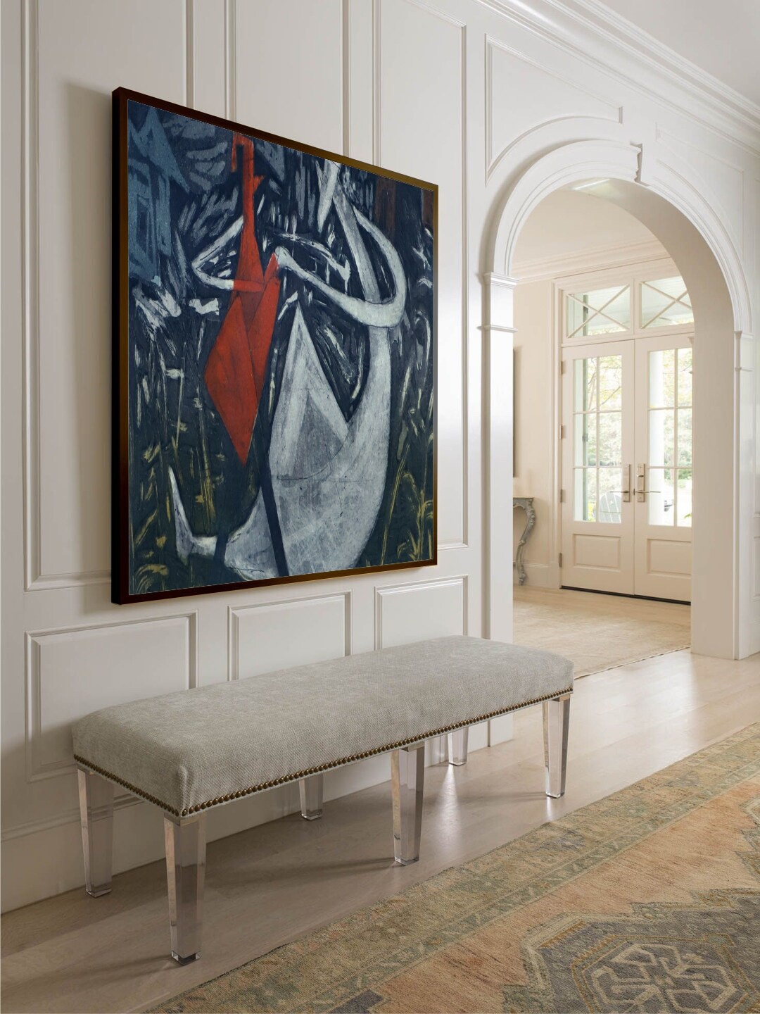 The Art House Blue & Red Abstract Painting Wall Art