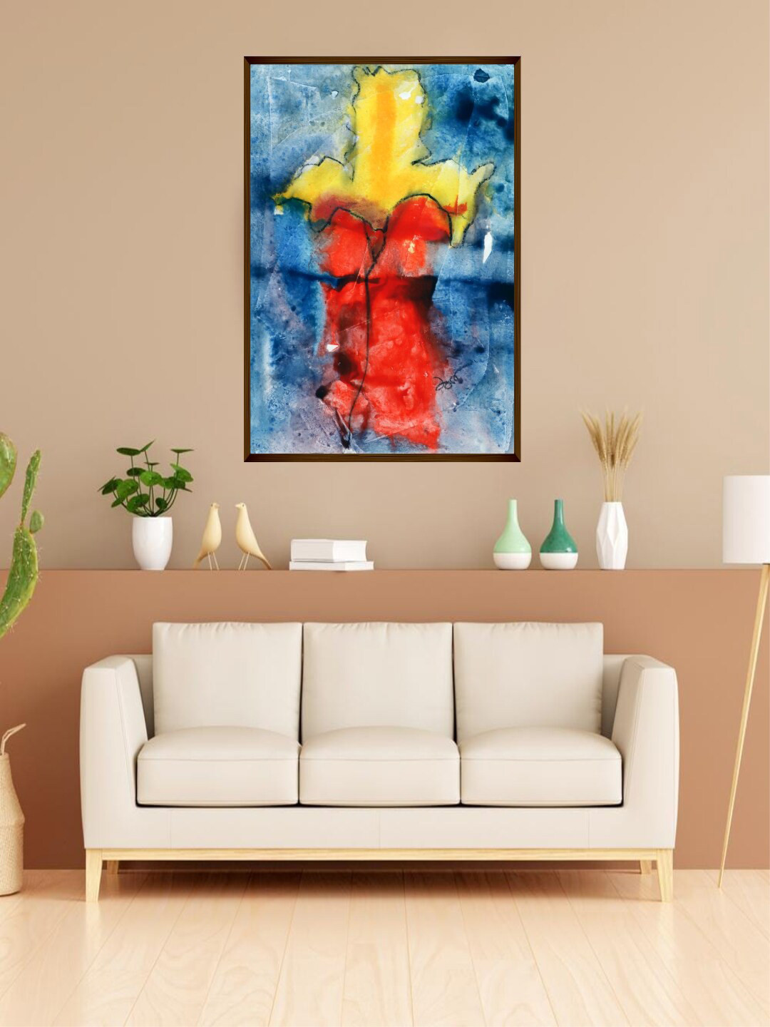 The Art House Blue & Yellow Abstract Painting Wall Art
