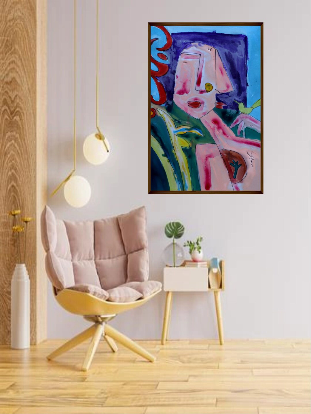 The Art House Pink Wall Living Room Square Potrait Paintings Wall Art -45.72 x 16In