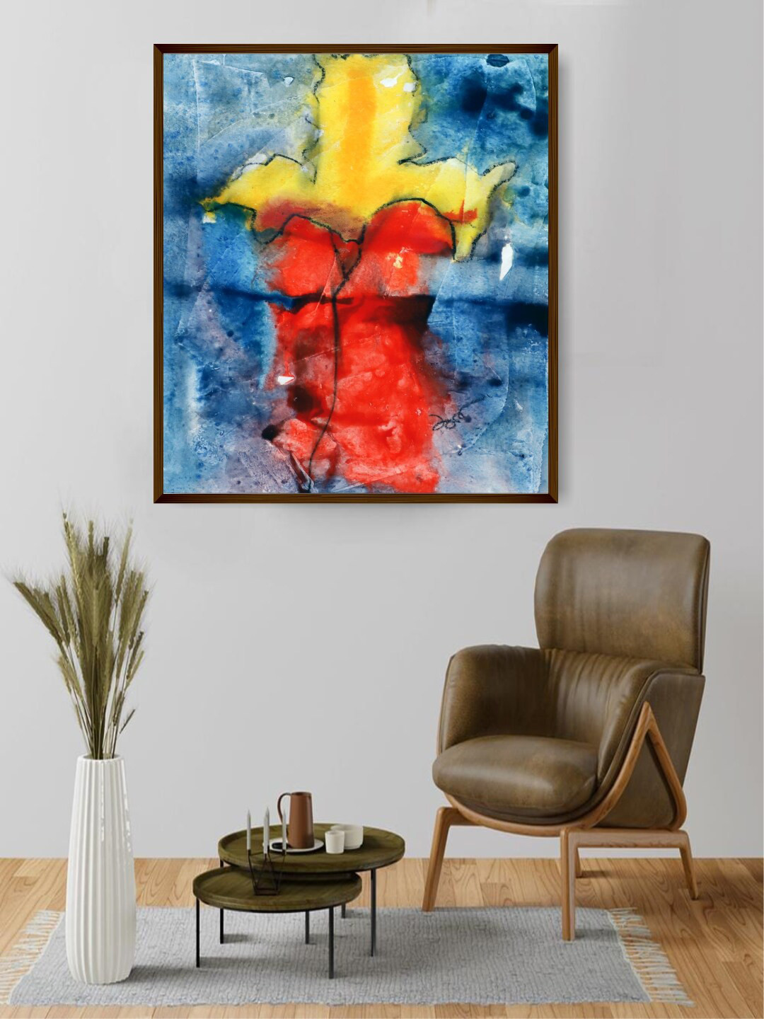 The Art House Red & Yellow Abstract Painting Wall Art