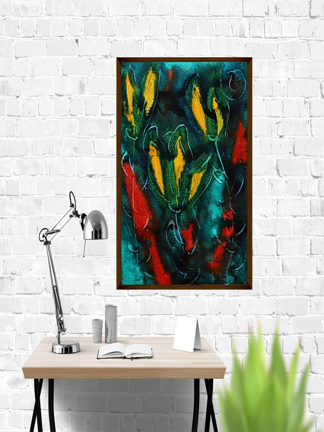 The Art House Blue & Yellow Abstract Painting Wall Art