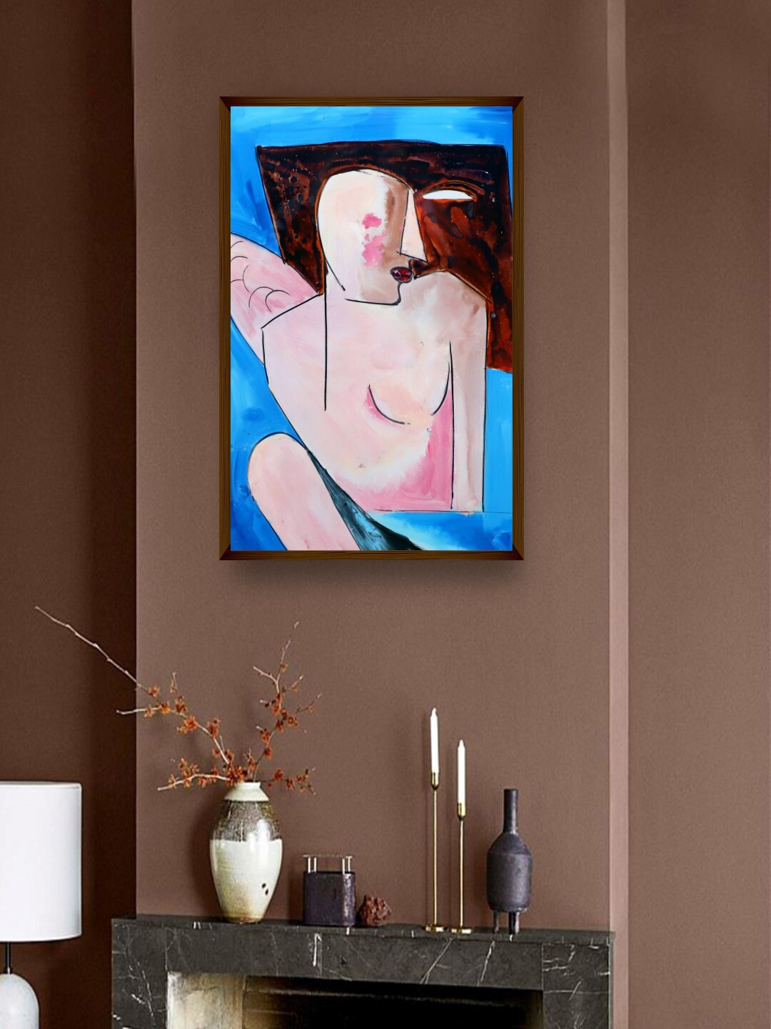 The Art House Pink & Blue Abstract Painting Wall Art