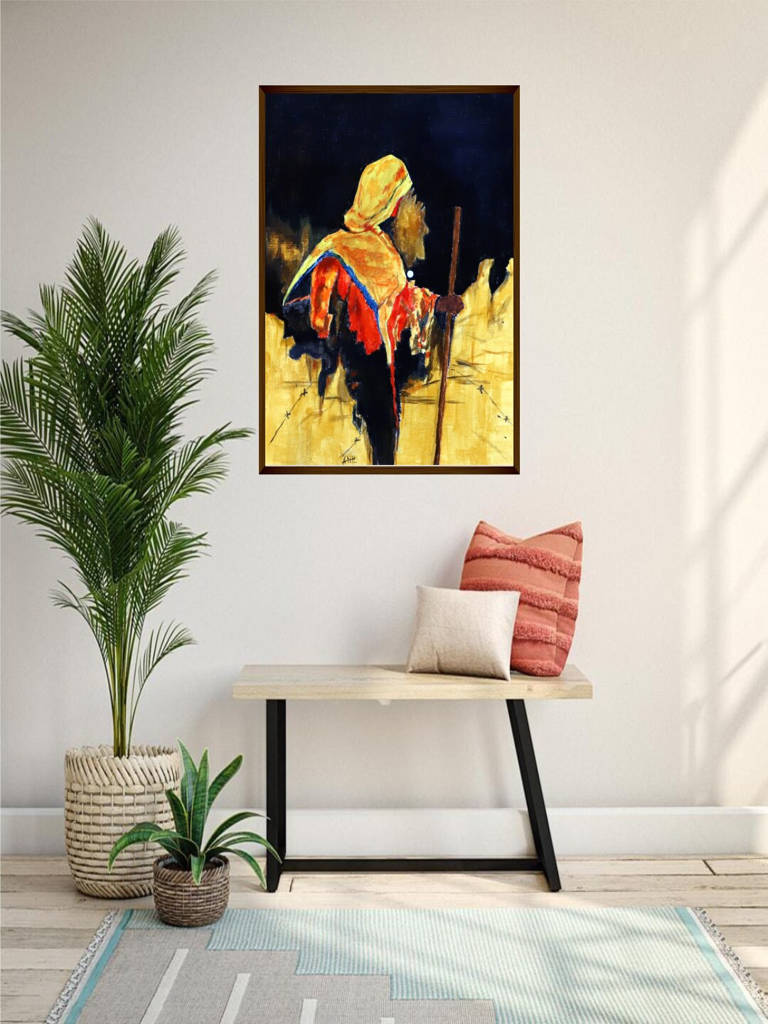 The Art House Yellow & Red Abstract Painting Wall Art