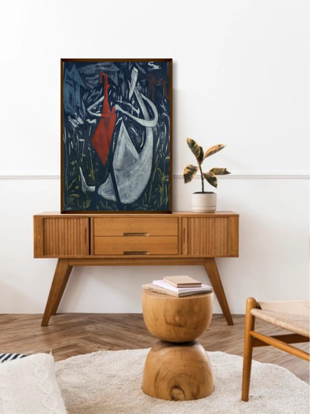 The Art House Red & Blue Abstract Painting Wall Art