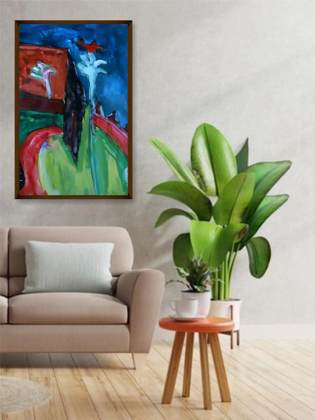 The Art House Blue & Green Abstract Painting Wall Art