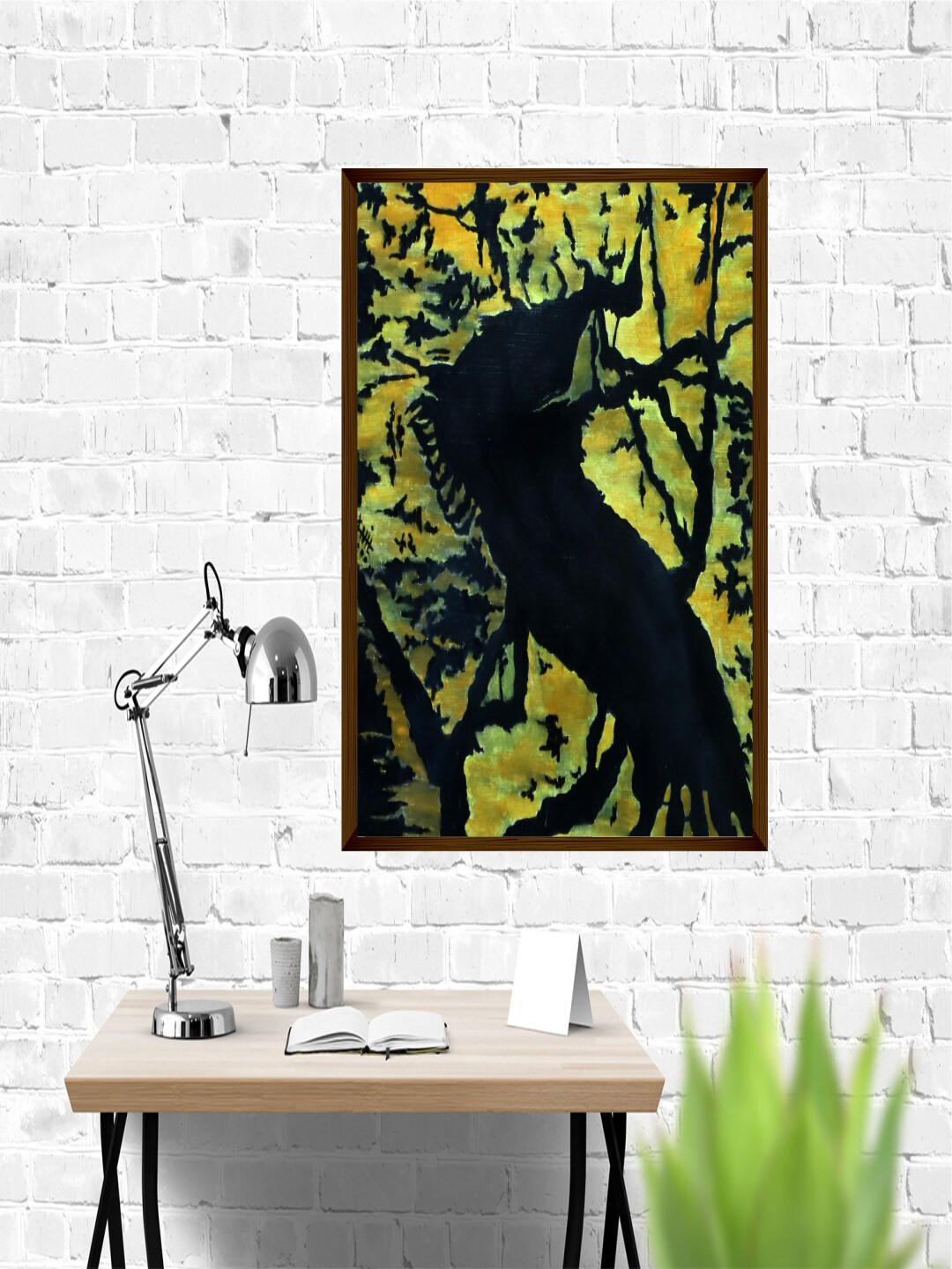 The Art House Black & Green Abstract Painting Wall Art
