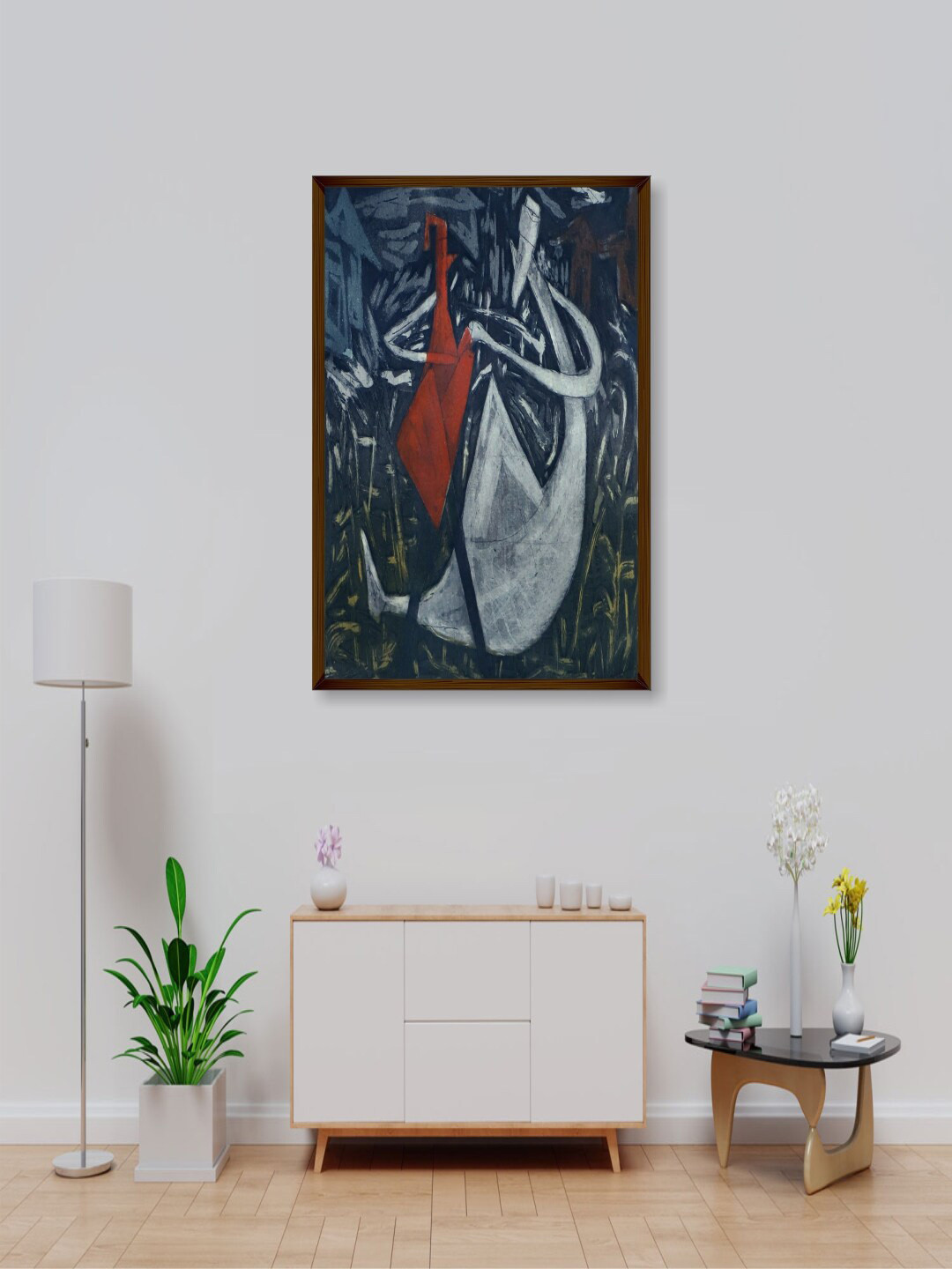 The Art House Blue & Red Abstract Painting Wall Art