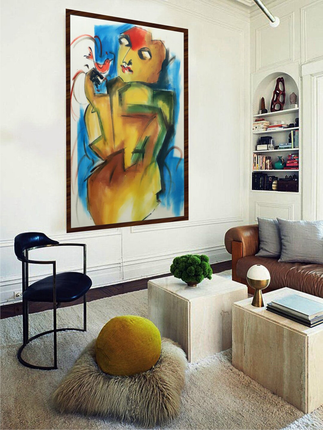The Art House White & Yellow Abstract Painting Framed Wall Art