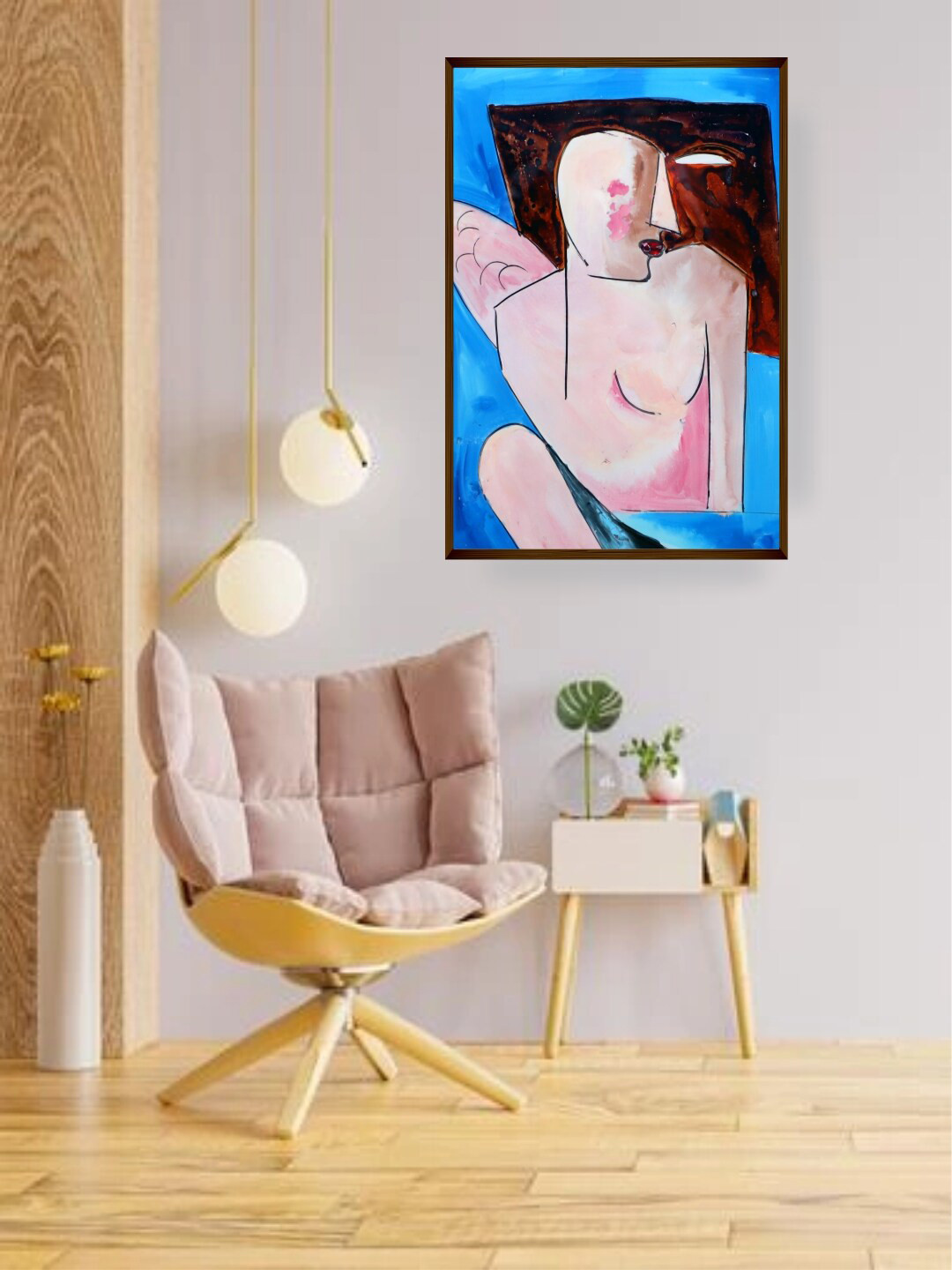 The Art House Blue & Pink Abstract Painting Wall Art