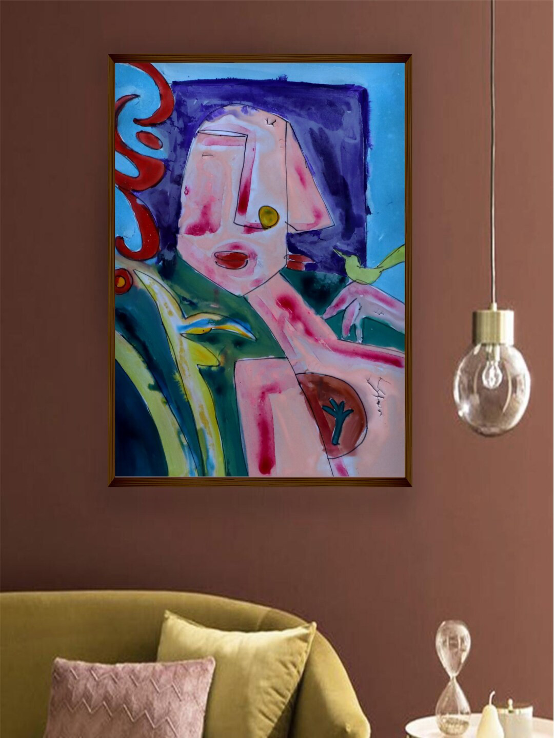 The Art House Pink & Blue Abstract Painting Canvas Wall Art