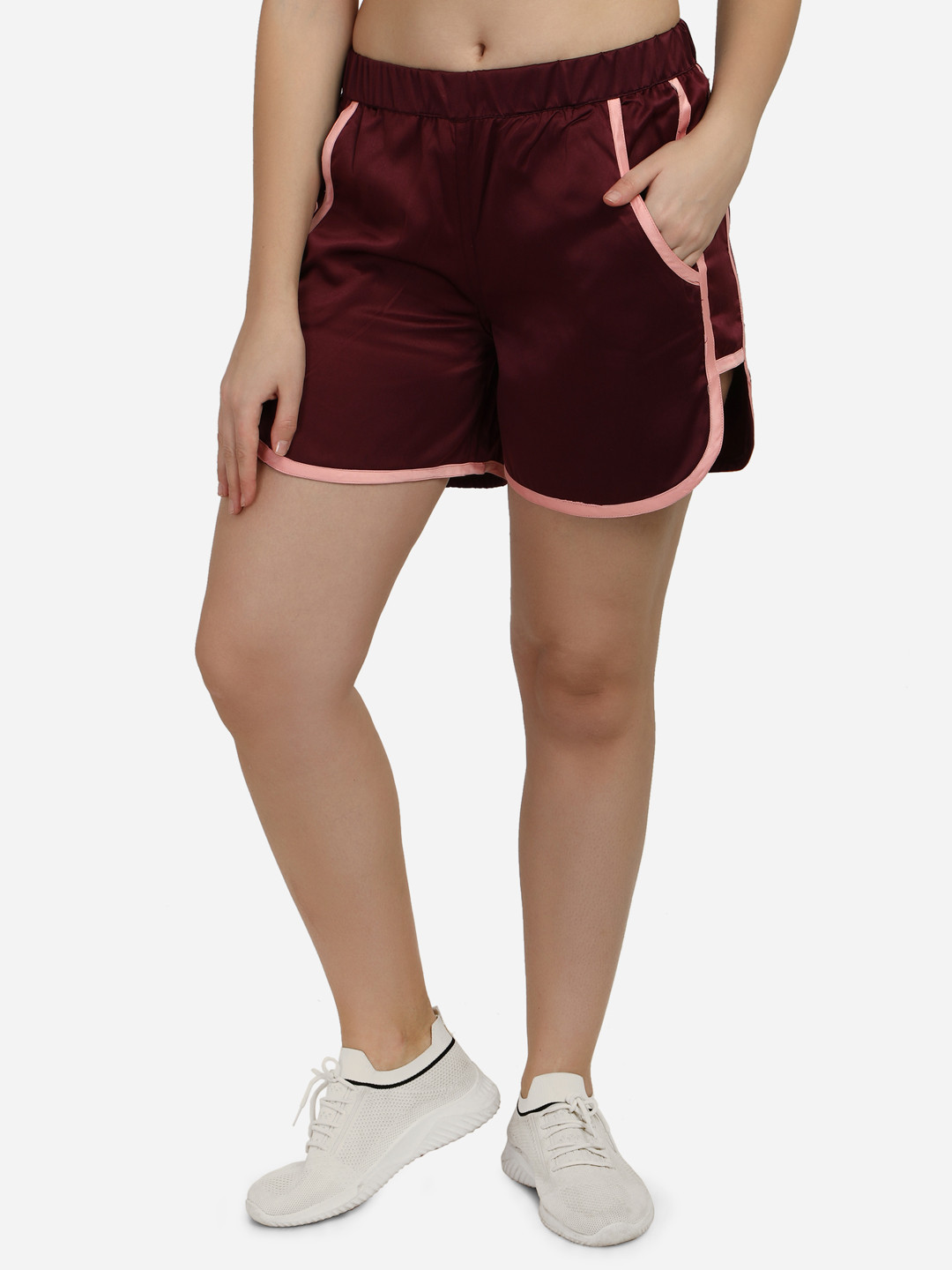 Smarty Pants Women Burgundy Training or Gym Sports Shorts