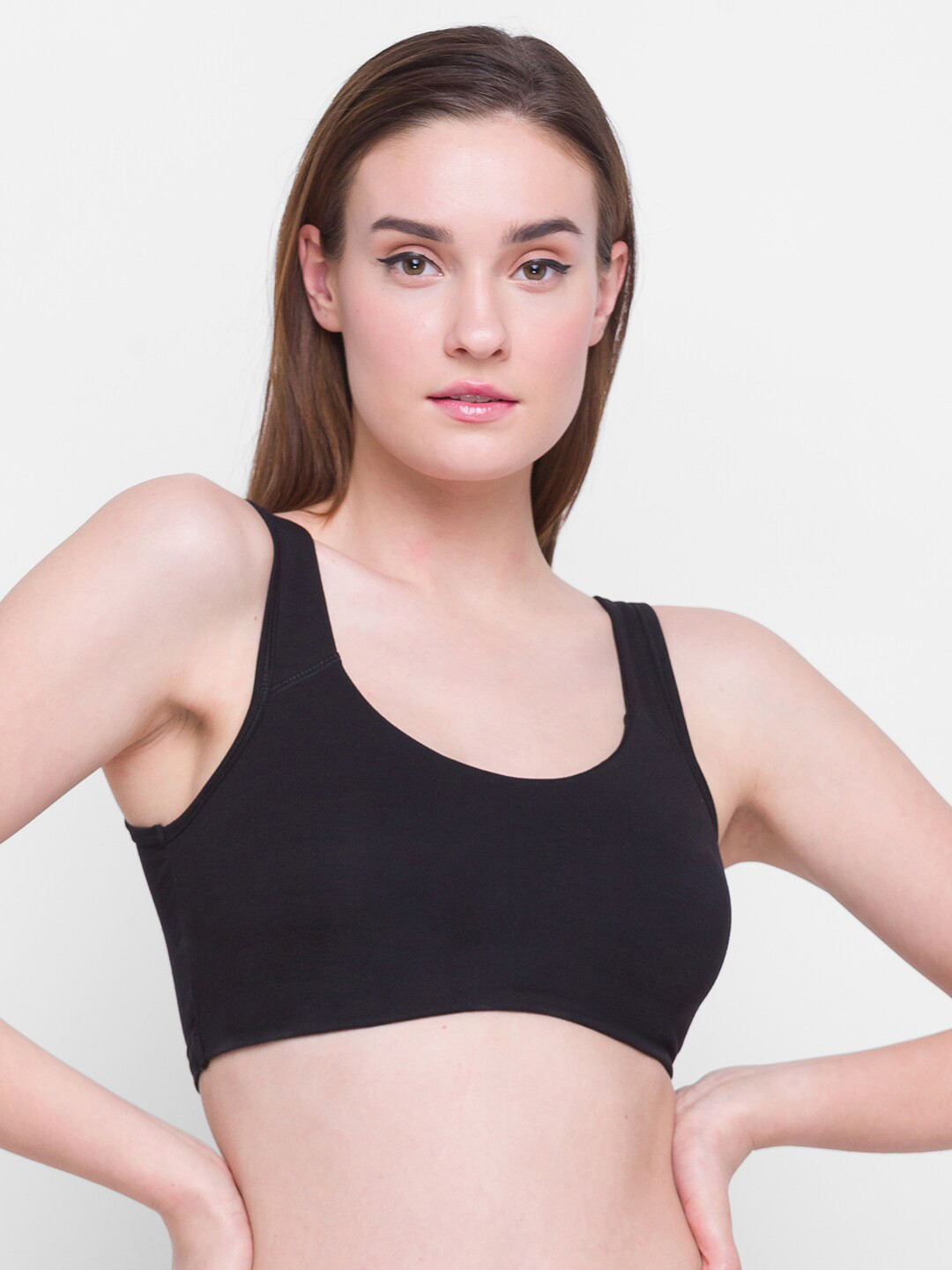 Candyskin Black Cotton Removable Padded Sports Bra