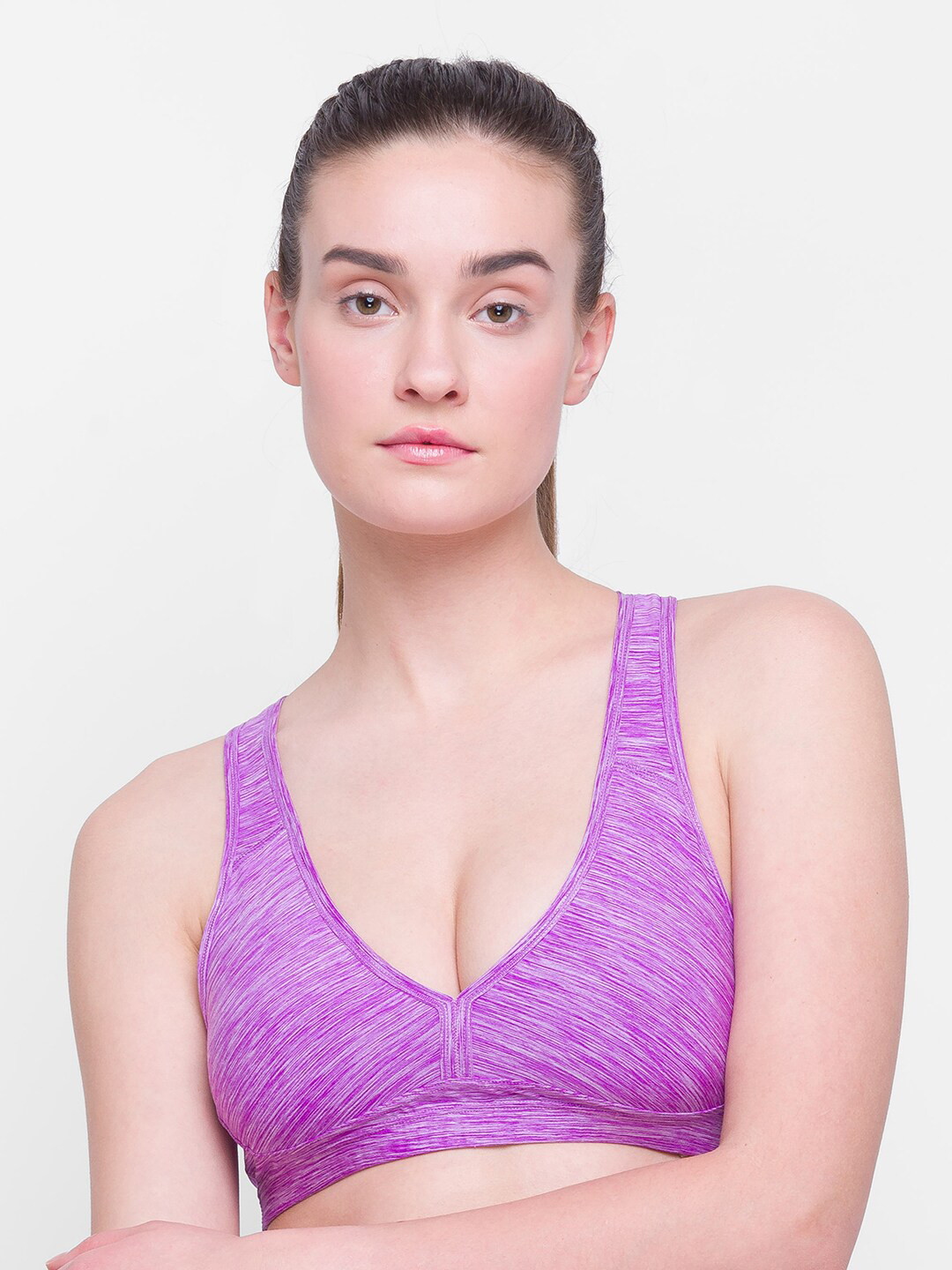 Candyskin Purple Removable Padded Full Coverage Cotton Sports Bra