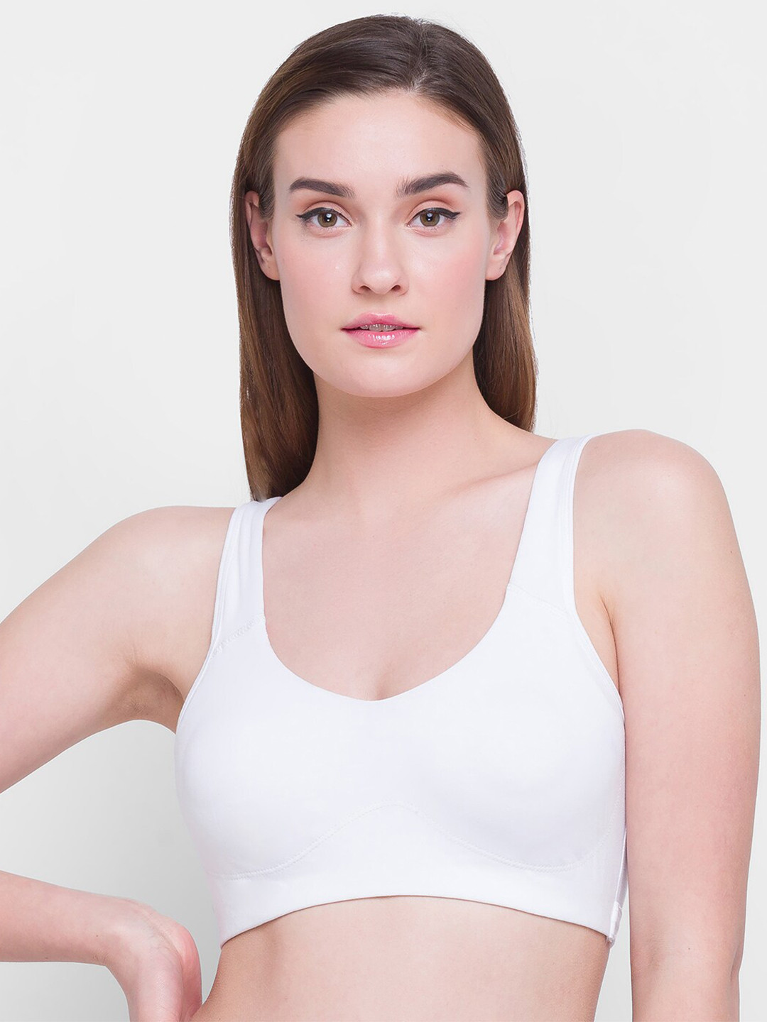 Candyskin White Removable Padding Seamless Dry Fit Training Or Gym Bra