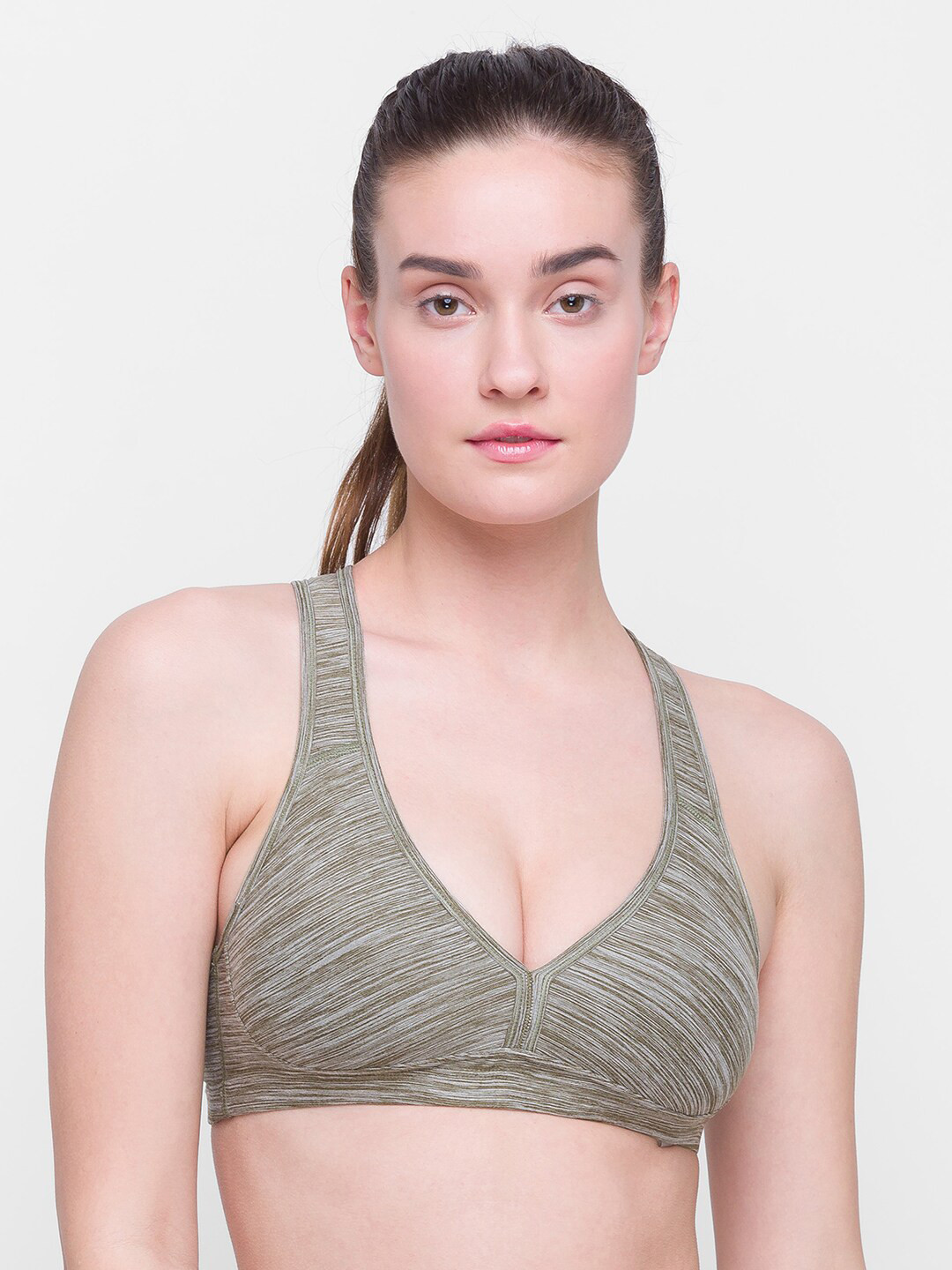 Candyskin Green Removable Padding Seamless Dry Fit Training Or Gym Bra