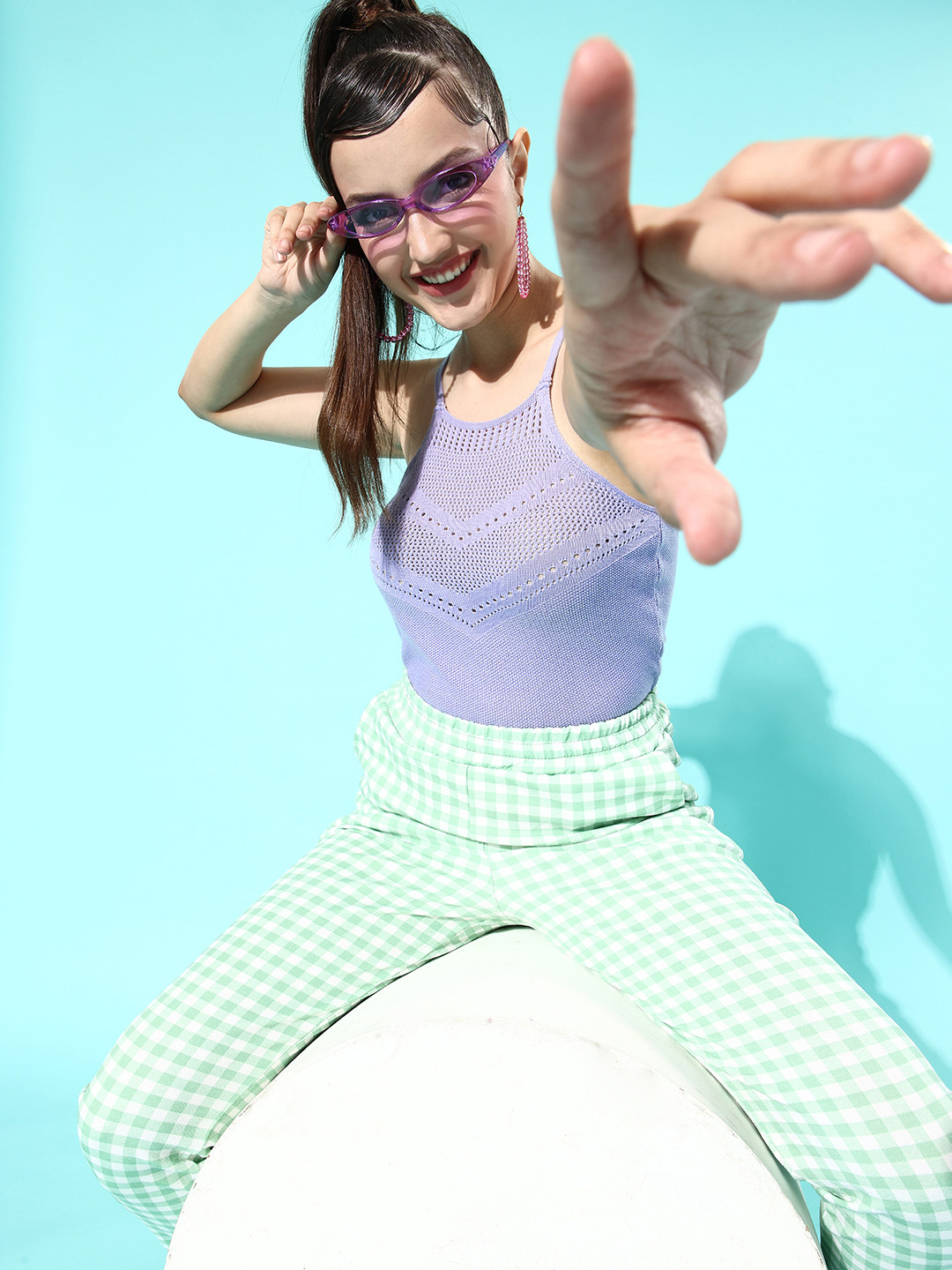 Roadster  Elegant Lavender Self-Design Craftcore Top