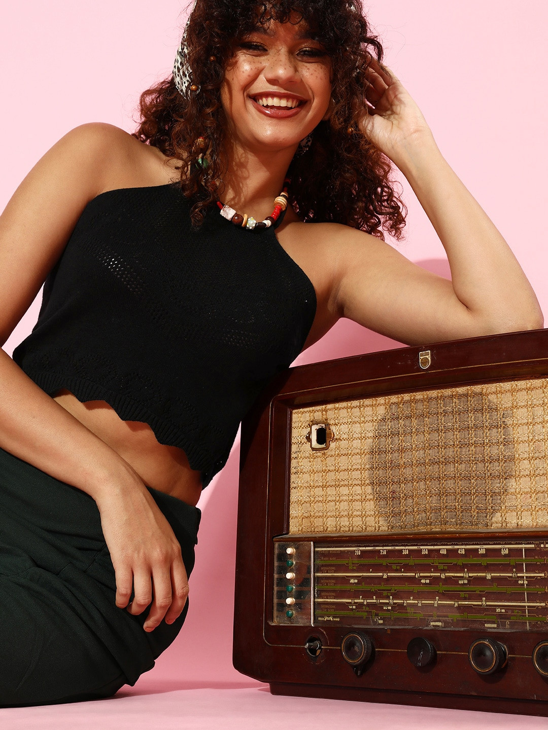 Roadster Classy Black Solid New Neckline Top