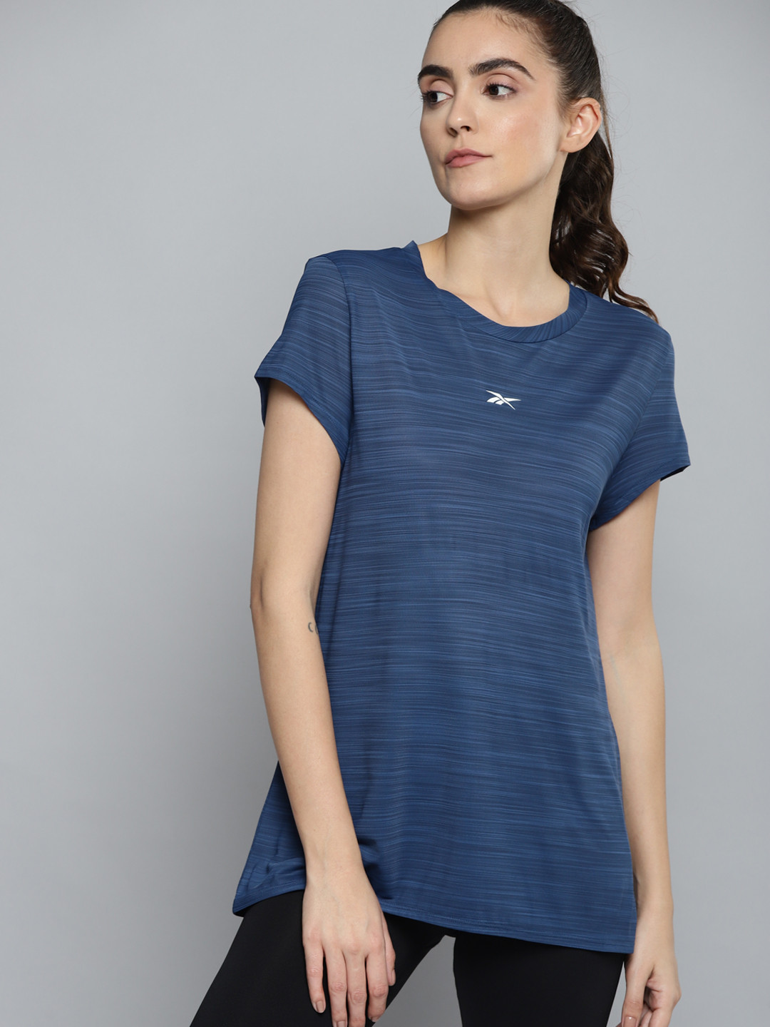 Reebok Women Navy Blue WOR AC T-shirt