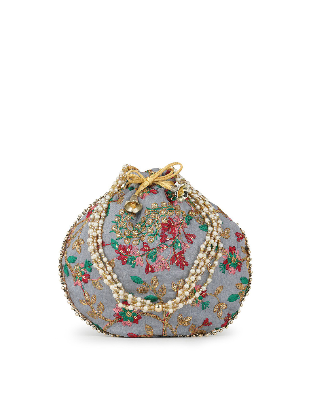 gaura pakhi Lavender & Maroon Embroidered Potli Clutch