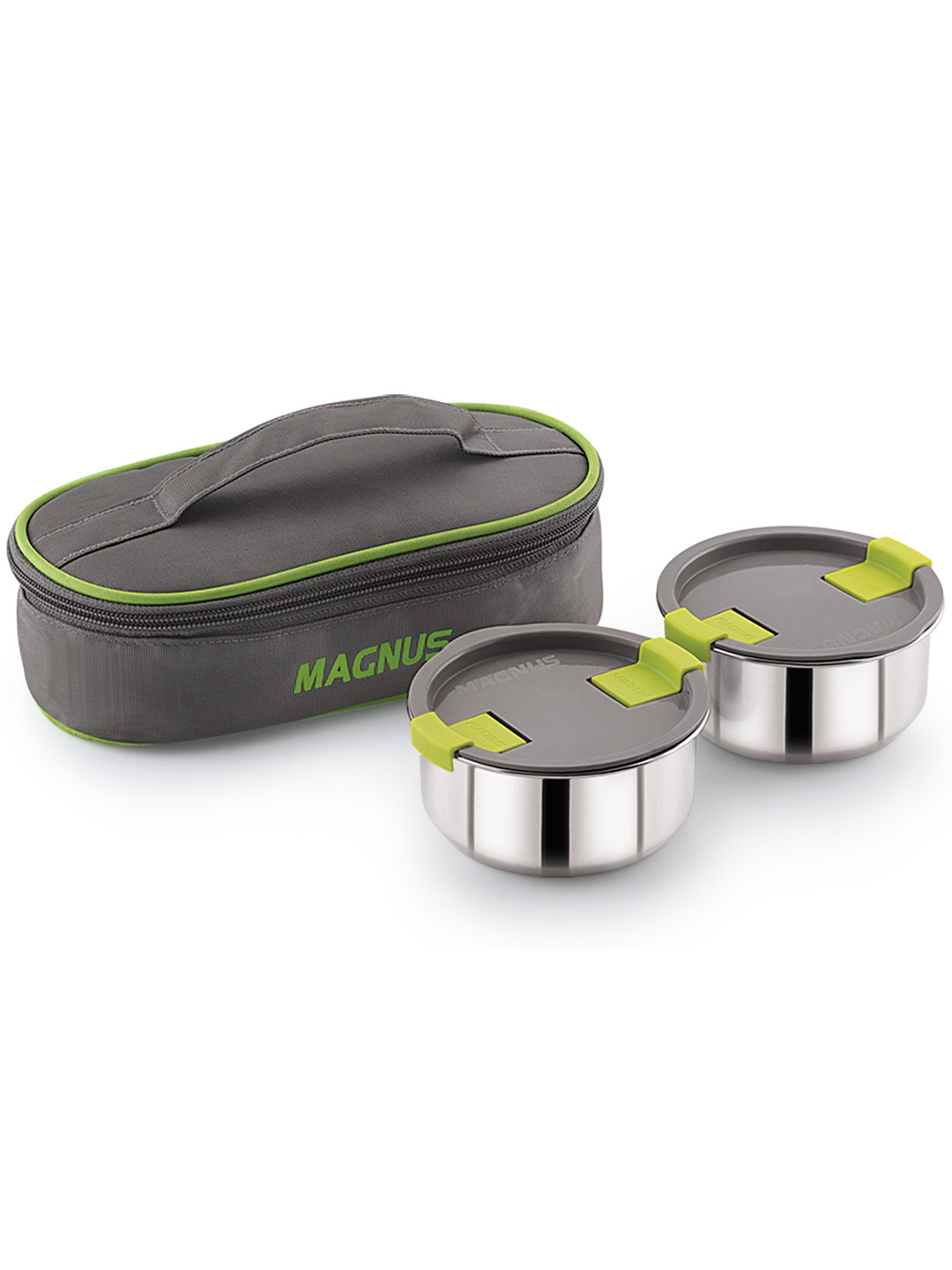 MAGNUS Olive 2 Airtight Leakproof Stainless Steel 3PCs Lunch Box With Spoon and Fork