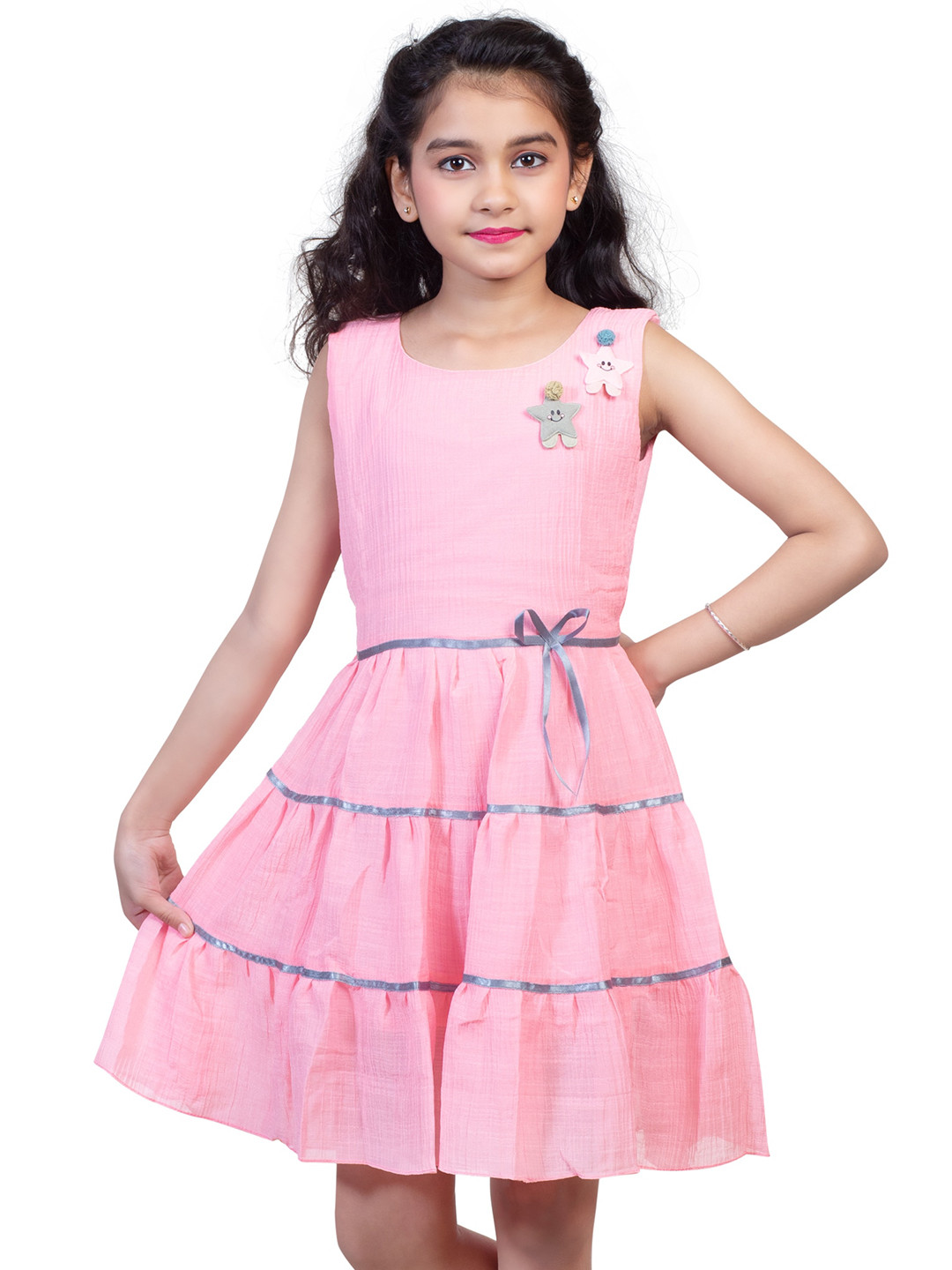 Nottie Planet Girls Pink Layered Dress