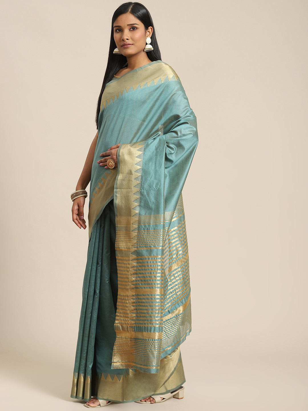 Indi INSIDE Blue Zari Silk Blend Saree