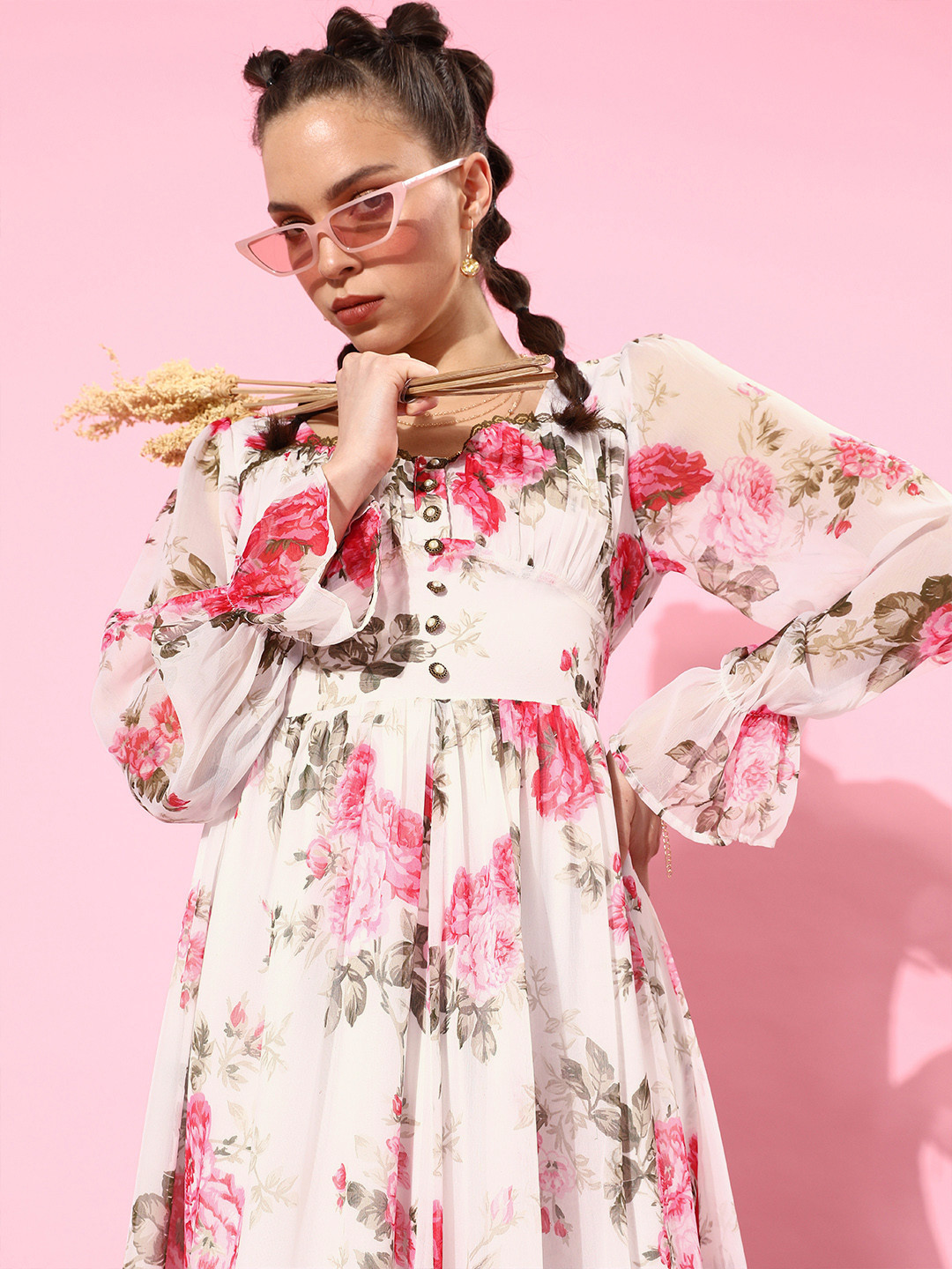 QUIERO Women Classic White Floral Bustier Dress