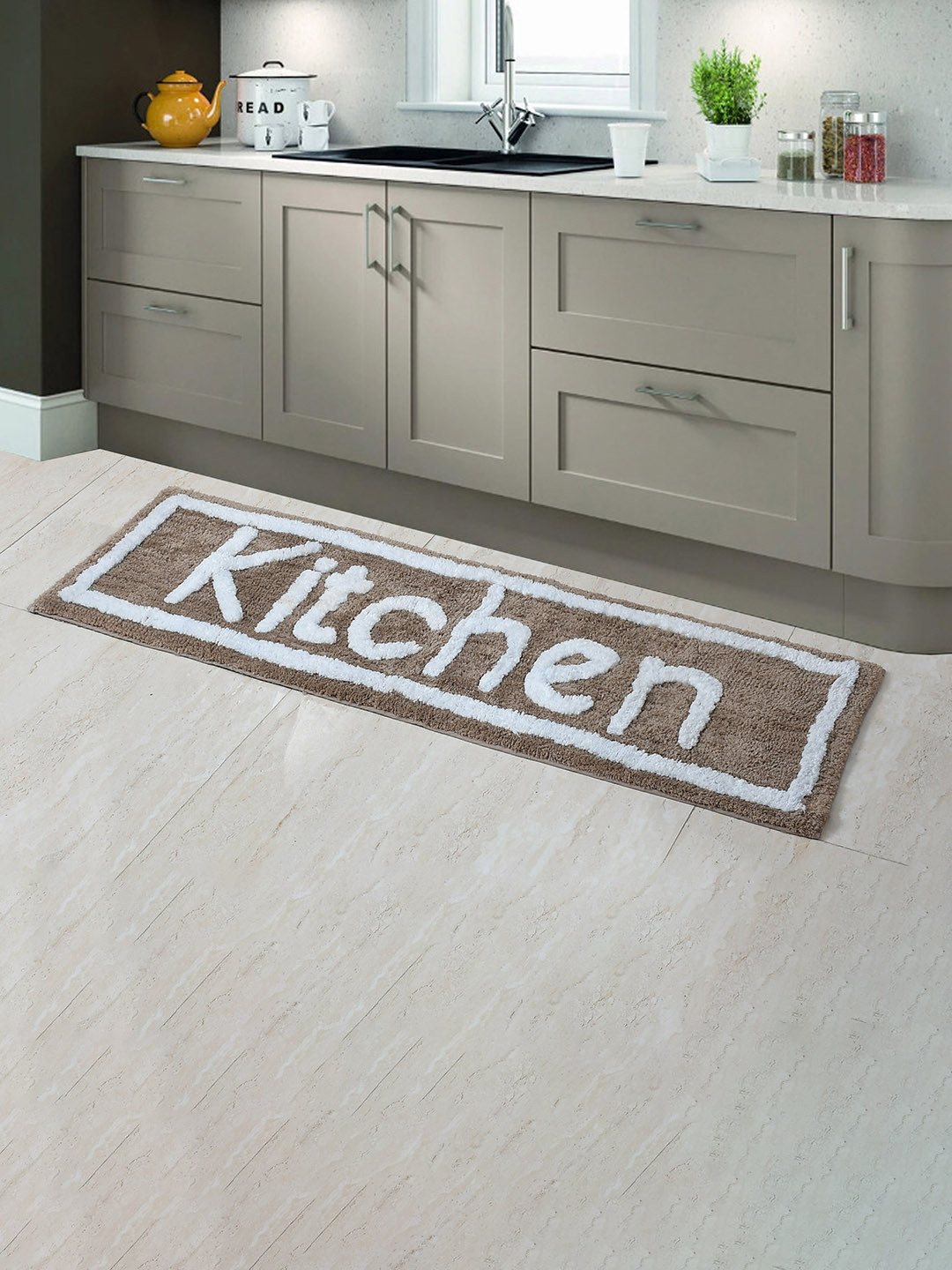 AEROHAVEN Taupe Quirky Printed Anti Slip 1850 GSM Floor Runner