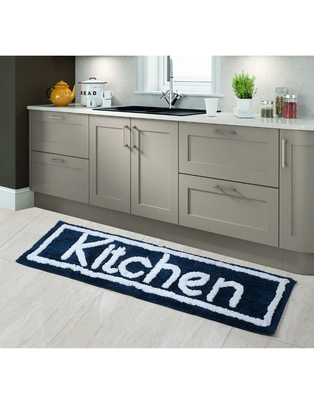 AEROHAVEN Navy Blue Quirky Anti Slip Kitchen Runner
