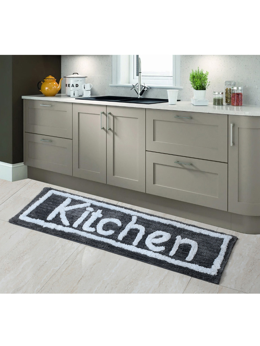 AEROHAVEN Grey & White Typography Anti-Skid Floor Runner