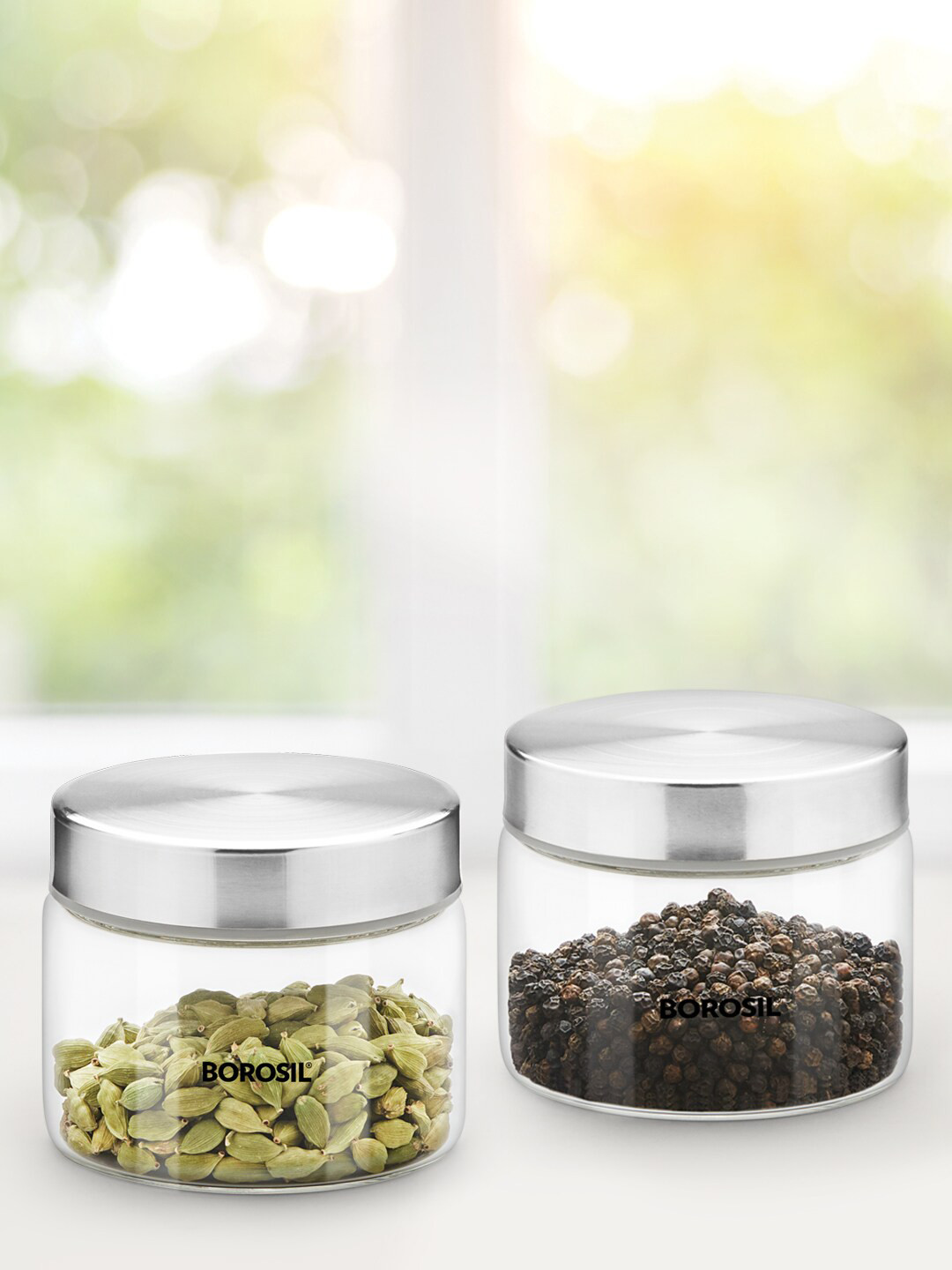 BOROSIL Set Of 2 Transparent Solid Air-Tight Glass Storage Container