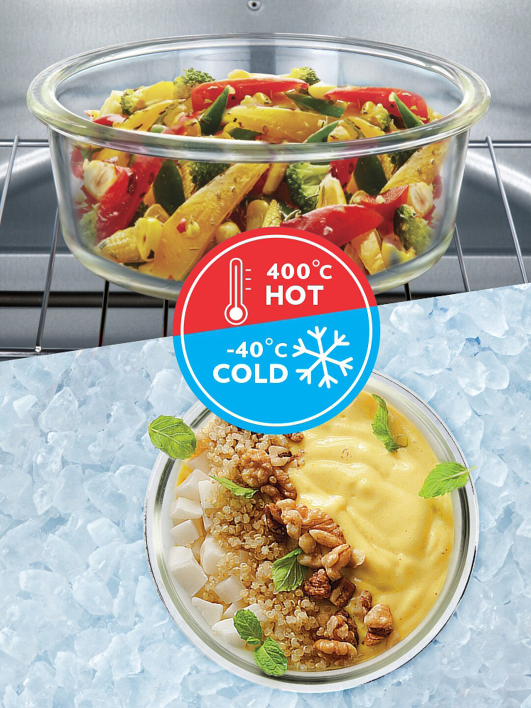 BOROSIL Klip-N-Store Set Of 2 Transparent Solid Glass Storage Containers