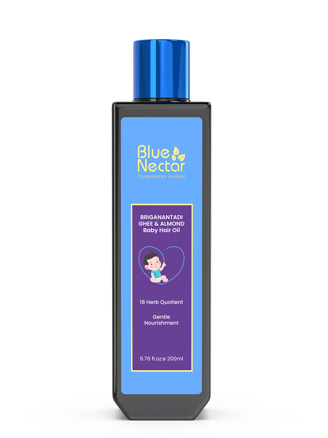Blue Nectar Ayurvedic Briganantadi Baby Hair Oil with Ghee & Almond Oil - 200 ml