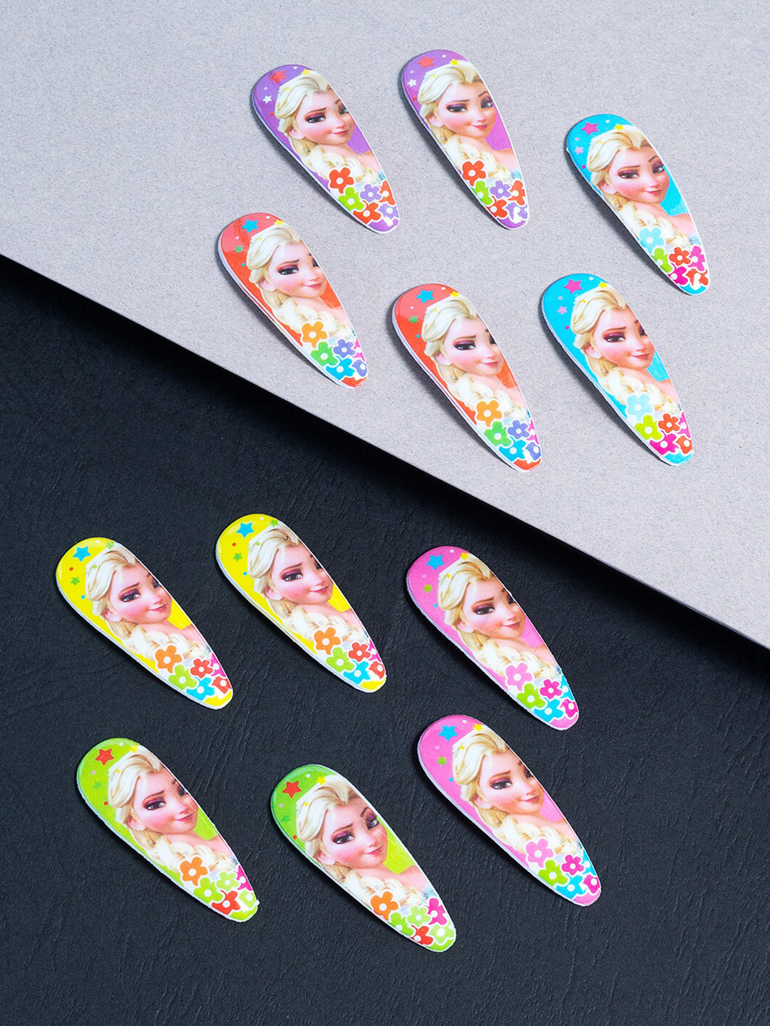 Golden Peacock Girls Set Of 12 Pink & Blue Tic Tac Hair Clip