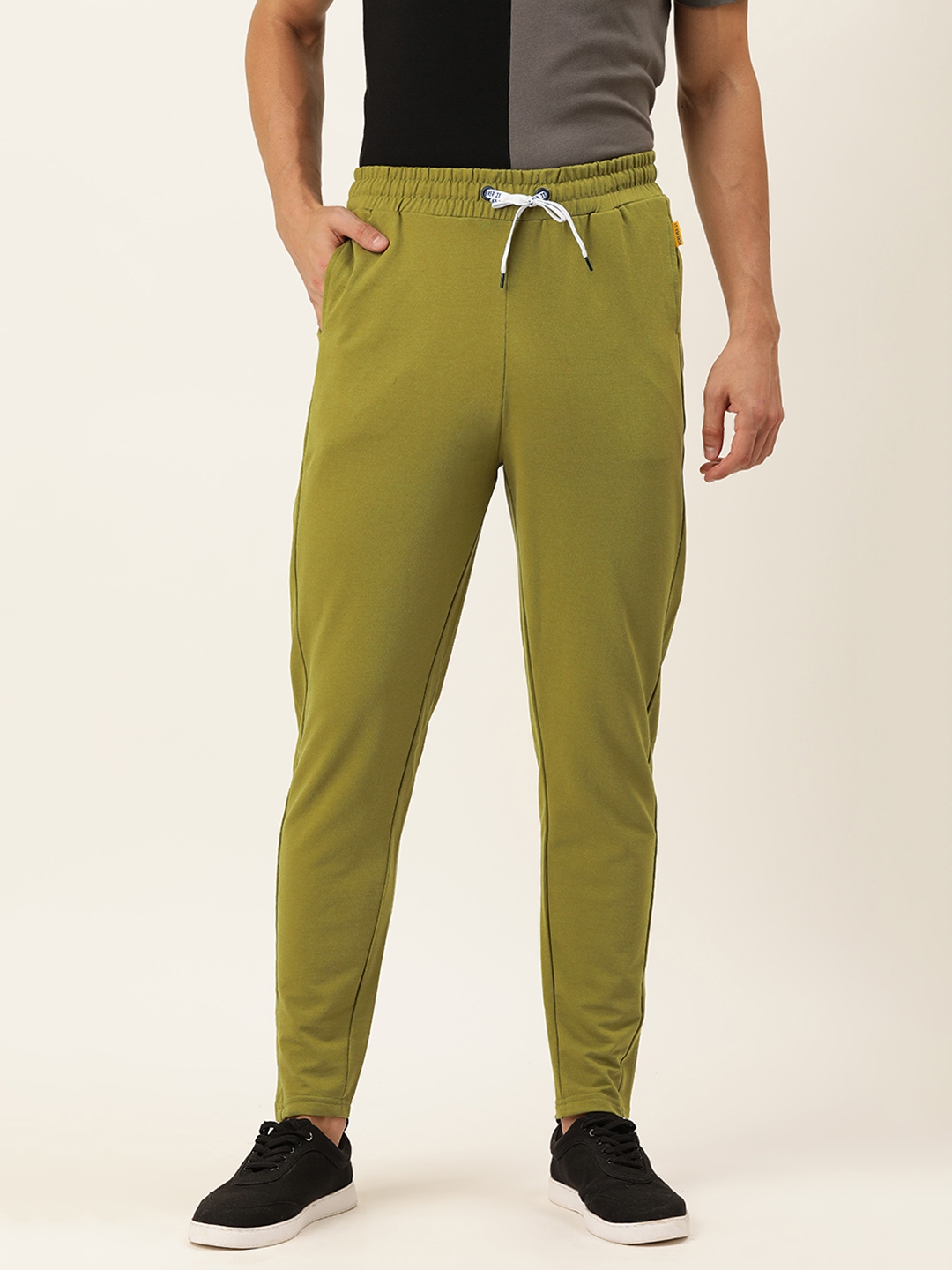 FOREVER 21 Olive Green Solid Active Sport Track Pant