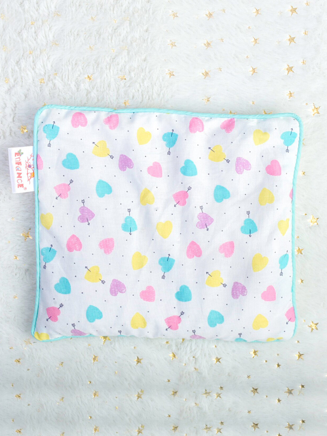 Enfance MAI-90022 White Graphic Cotton Medium Baby Pillow-20 x 20 cm