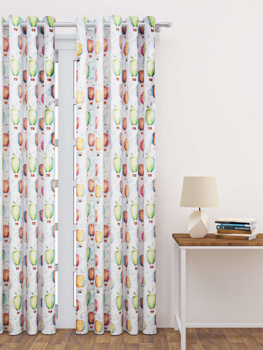 HAPPY HUES Off White & Orange Printed Door Curtain